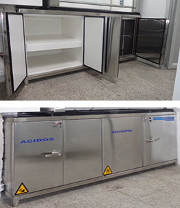 Gabinete de seguridad para almacenar acidos y solventes