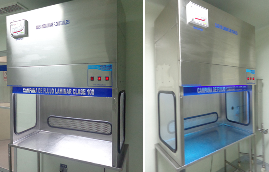 Campana de flujo laminar clase 100 vertical de 3 y 4 pies